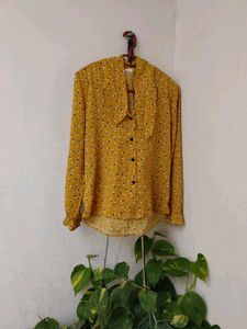 Vintage Mustard Floral Blouse