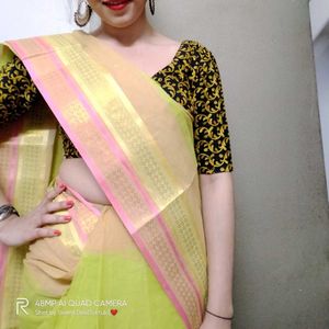 Elegant Green &amp; Gold Saree