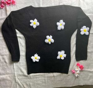 Black Floral Knit Sweater