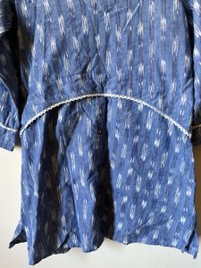 Blue Ikat Print Tunic Top khadi Cotton 🤍🦋