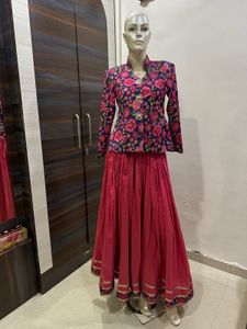 Floral  blazer Jacket with Lehenga