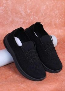 Black Knit Slip-On Sneakers