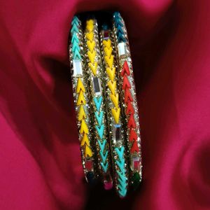 Multicolor metal lac bangles/ churi