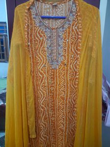 Mustard Bandhani Salwar Suit