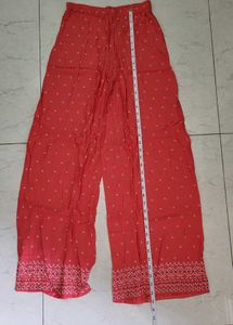 Coral Patterned Wide Leg Pants