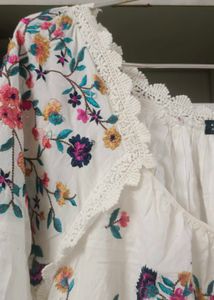 White Embroidered Floral Dress