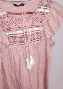 Baby Pink Flutter Sleeve Top