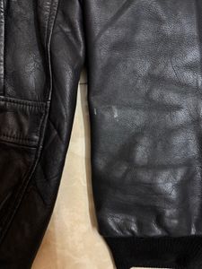 Vintage Black Leather Aviator Bomber Jacket
