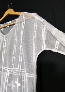 Projecteve Women White Thread Embroidery Printed N