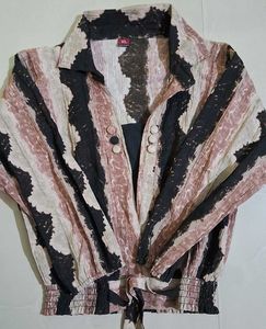 Striped Tie-Front Blouse