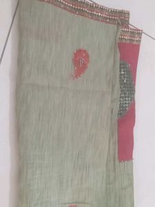 Pista Green Saree