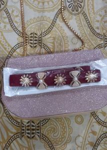 Red Motiffs Studded Waist Belt