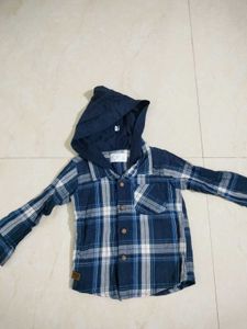 Boy Blue Shirt With Hoodie