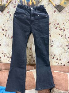 Black Flare Leg Denim Jeans
