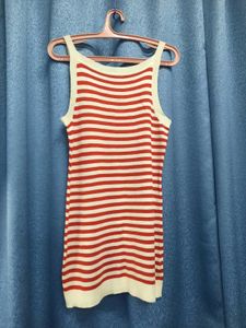 Cute Bodycon Dress With White-red Stapes 🎀