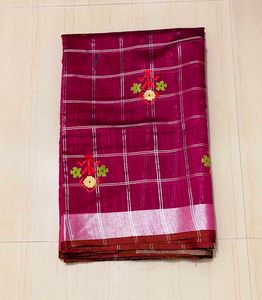 Purple Checkered Saree