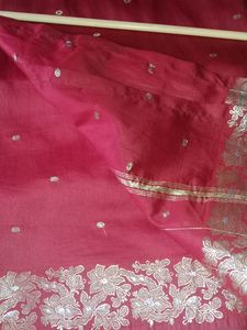 Maroon Colour Saree With Foil Silver Gold Design