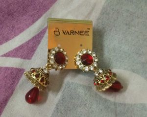 Light Weight Red Kundan Jhumki
