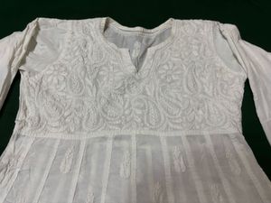 White Chikankari Short Kurta
