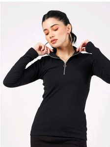 Sassafras Black Zipper Top