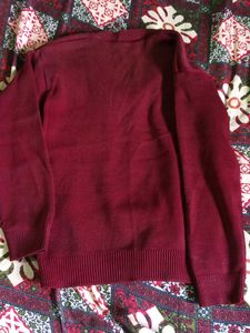 Burgundy V-Neck Sweater