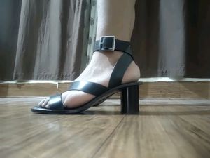 Zara Block Heel Leather Sandals