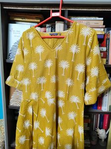 Akkriti Pure Linen Mustard A-Line Maxi Dress