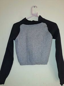 Two-Tone Ribbed Knit Top