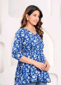 Blue Floral Print Top