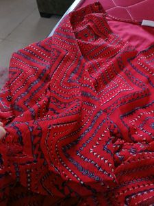 Red Geo Print Top