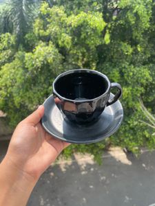 Black Ceramic Cup &amp; Saucer