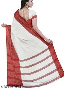 Begumpuri Red White Saree