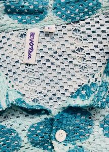Turquoise Patterned Mesh Shirt