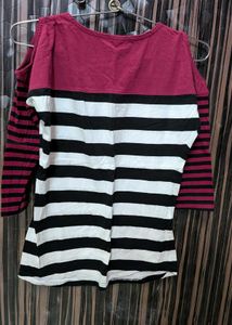 Striped Cold Shoulder Top