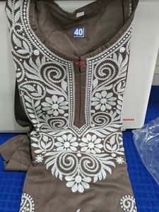 Brown Embroidered Kurta