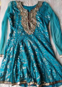 Sea Green Anarkali Designed Women&#39;s Kurta