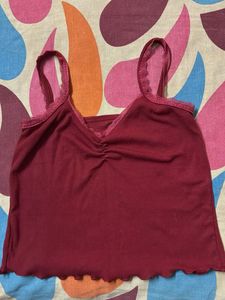 Y2K Cute Red Lace Trim Tank Top