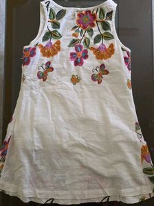 White Embroidery Short Kurti