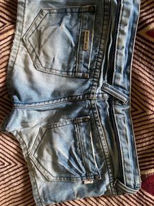 Denim Monkey Wash Booty Shorts