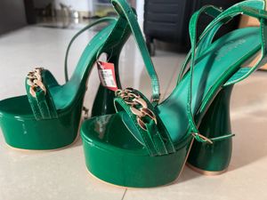 Emerald Platform Heels with Chain
