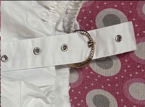 White Embedded Straps Top