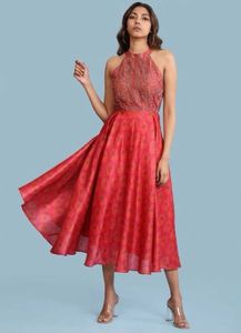 Aarke Ritu kumar Red Floral PrintLong Dress