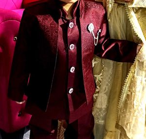 Boys Burgundy 3-Piece Suit