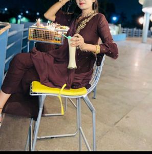 Dark Brown Coffee Colour Short Frock Kurta With Plazo... Beautiful Hand Work U Can See In Video