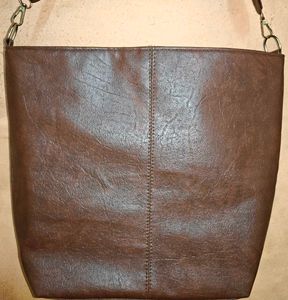 Brown Faux Leather Bucket Bag