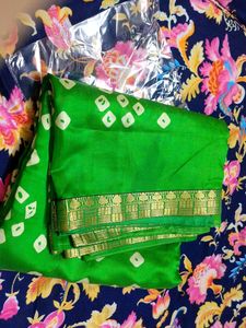 Green Bandhani Saree💚