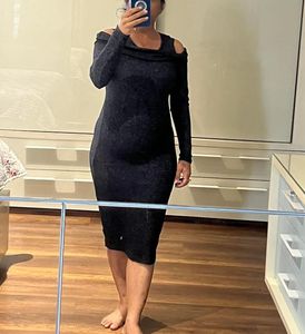 Gray Cold Shoulder Dress Full Sleeves