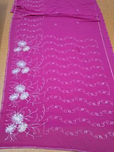 Magenta Floral  Embroidery Saree