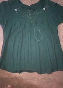 Summer Cotton Crop Top Green Color
