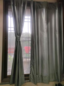 Gray Curtain With Velcro Belt